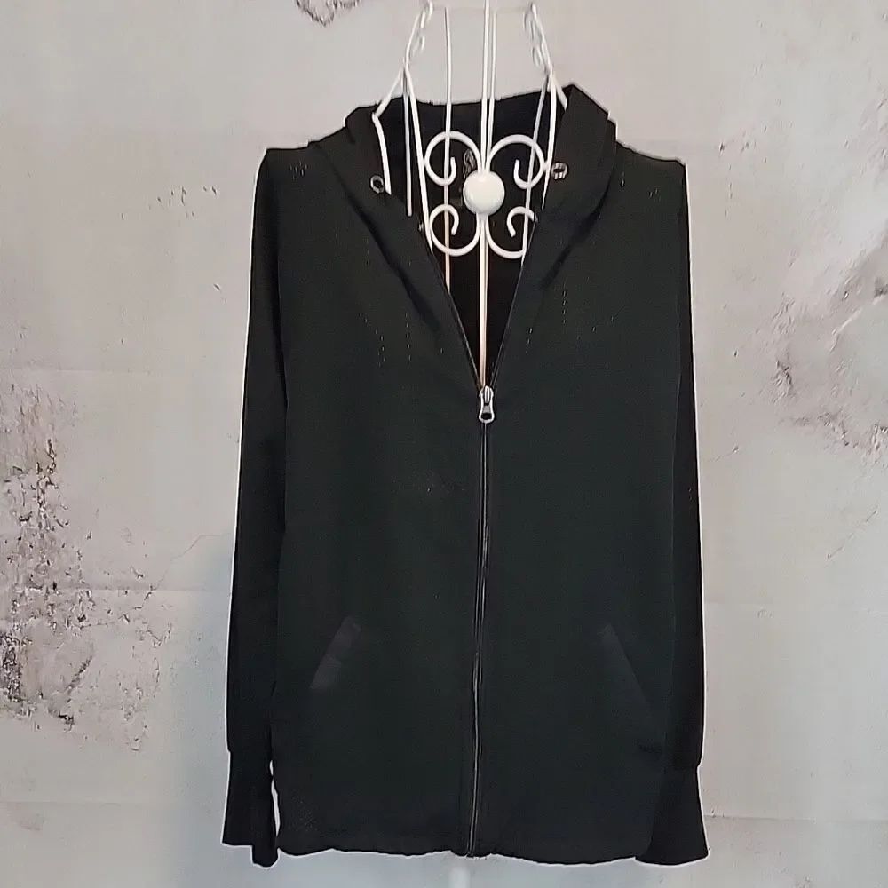Adrienne Vittadini Black Zip-Up athletic hoodie Jacket Women's Size S